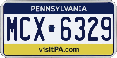 PA license plate MCX6329