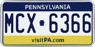 PA license plate MCX6366