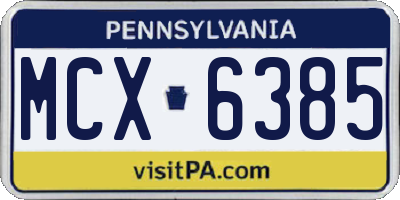 PA license plate MCX6385