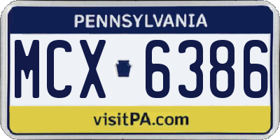 PA license plate MCX6386