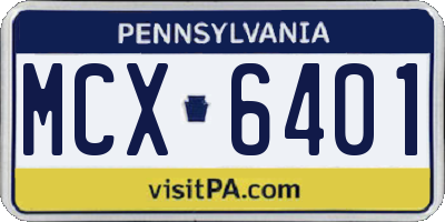 PA license plate MCX6401