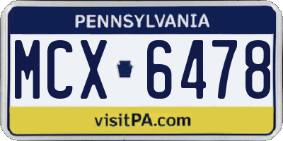 PA license plate MCX6478