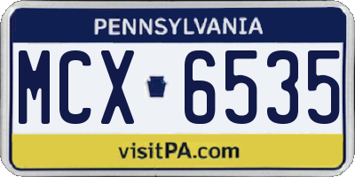 PA license plate MCX6535
