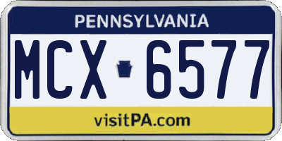 PA license plate MCX6577
