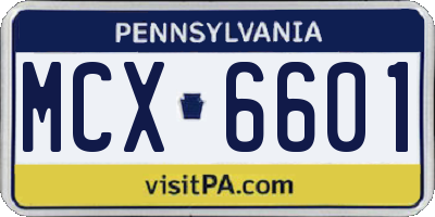 PA license plate MCX6601