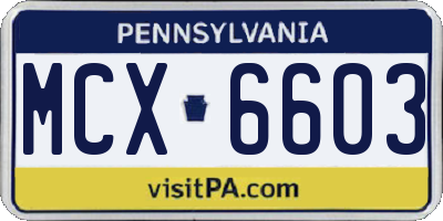 PA license plate MCX6603