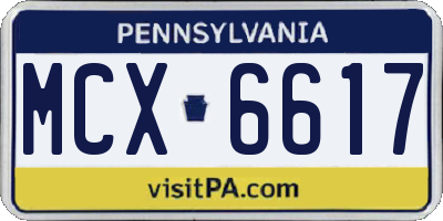 PA license plate MCX6617