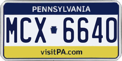 PA license plate MCX6640