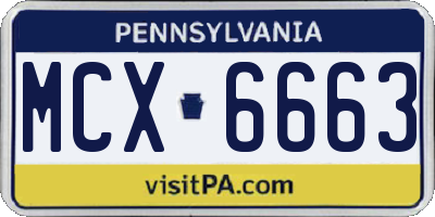 PA license plate MCX6663