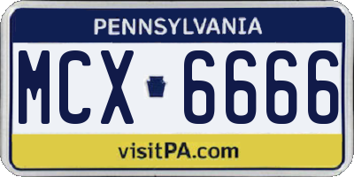 PA license plate MCX6666