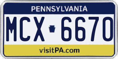 PA license plate MCX6670