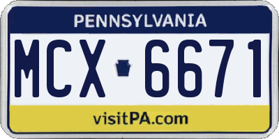 PA license plate MCX6671
