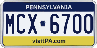 PA license plate MCX6700