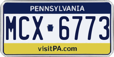 PA license plate MCX6773