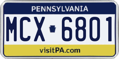 PA license plate MCX6801