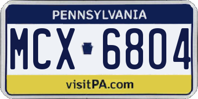 PA license plate MCX6804