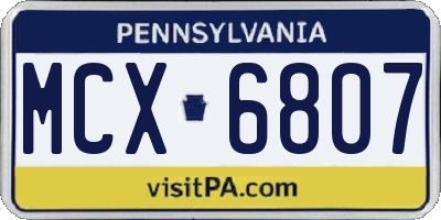 PA license plate MCX6807