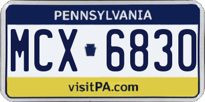 PA license plate MCX6830