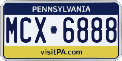 PA license plate MCX6888