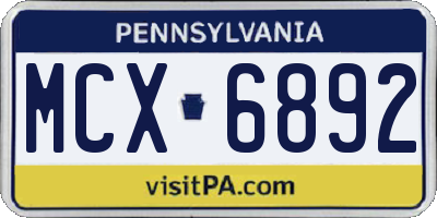 PA license plate MCX6892