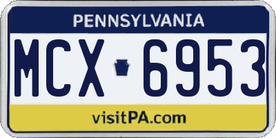 PA license plate MCX6953