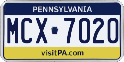 PA license plate MCX7020