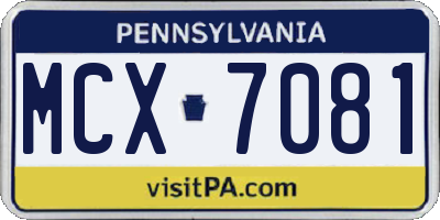 PA license plate MCX7081