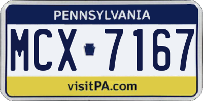 PA license plate MCX7167