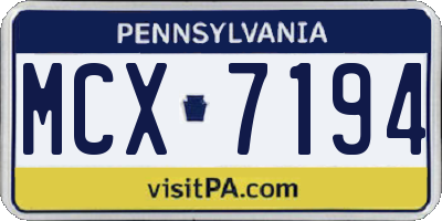 PA license plate MCX7194