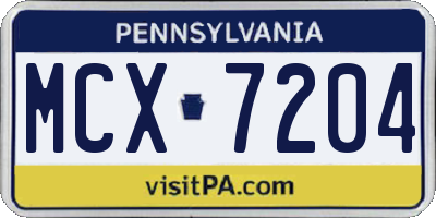 PA license plate MCX7204