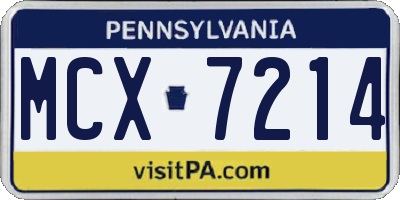PA license plate MCX7214