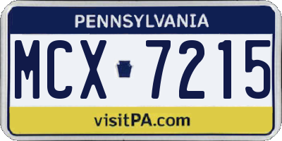 PA license plate MCX7215