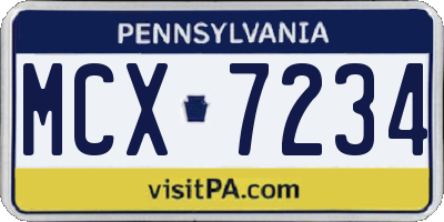 PA license plate MCX7234