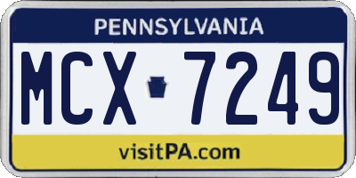PA license plate MCX7249