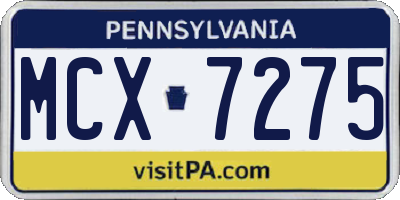 PA license plate MCX7275