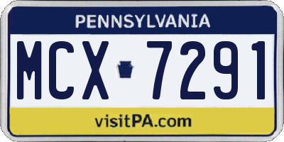 PA license plate MCX7291