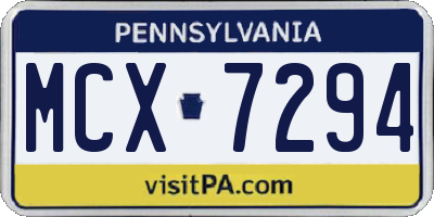 PA license plate MCX7294