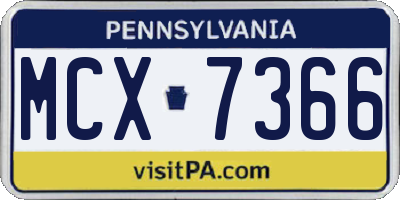 PA license plate MCX7366