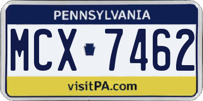 PA license plate MCX7462