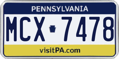 PA license plate MCX7478