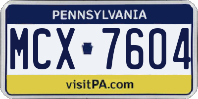 PA license plate MCX7604