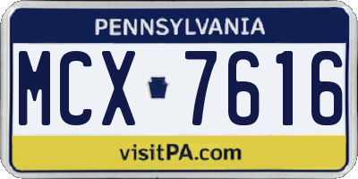 PA license plate MCX7616