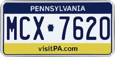 PA license plate MCX7620