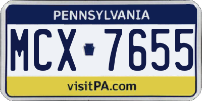 PA license plate MCX7655