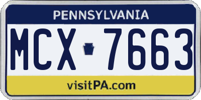 PA license plate MCX7663