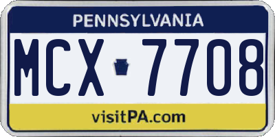 PA license plate MCX7708