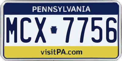 PA license plate MCX7756