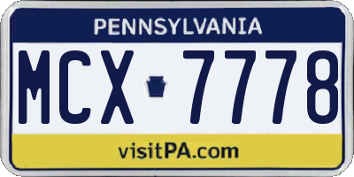 PA license plate MCX7778