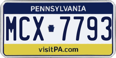 PA license plate MCX7793