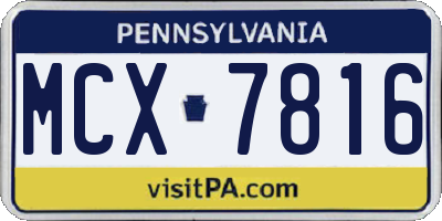 PA license plate MCX7816